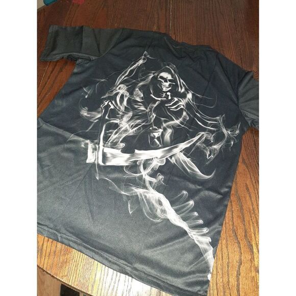 New Men's Large 3D Skull Skeleton Soul Graphic Short Sleeve Shirt Tee Ts… - Picture 4 of 5